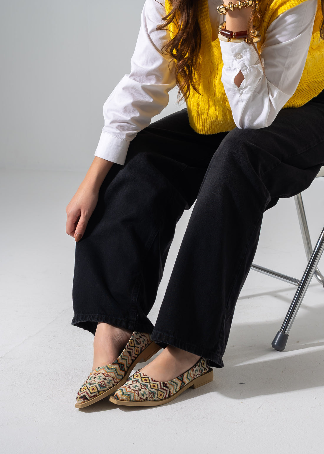 Boho Geometric Flats - BEIGE