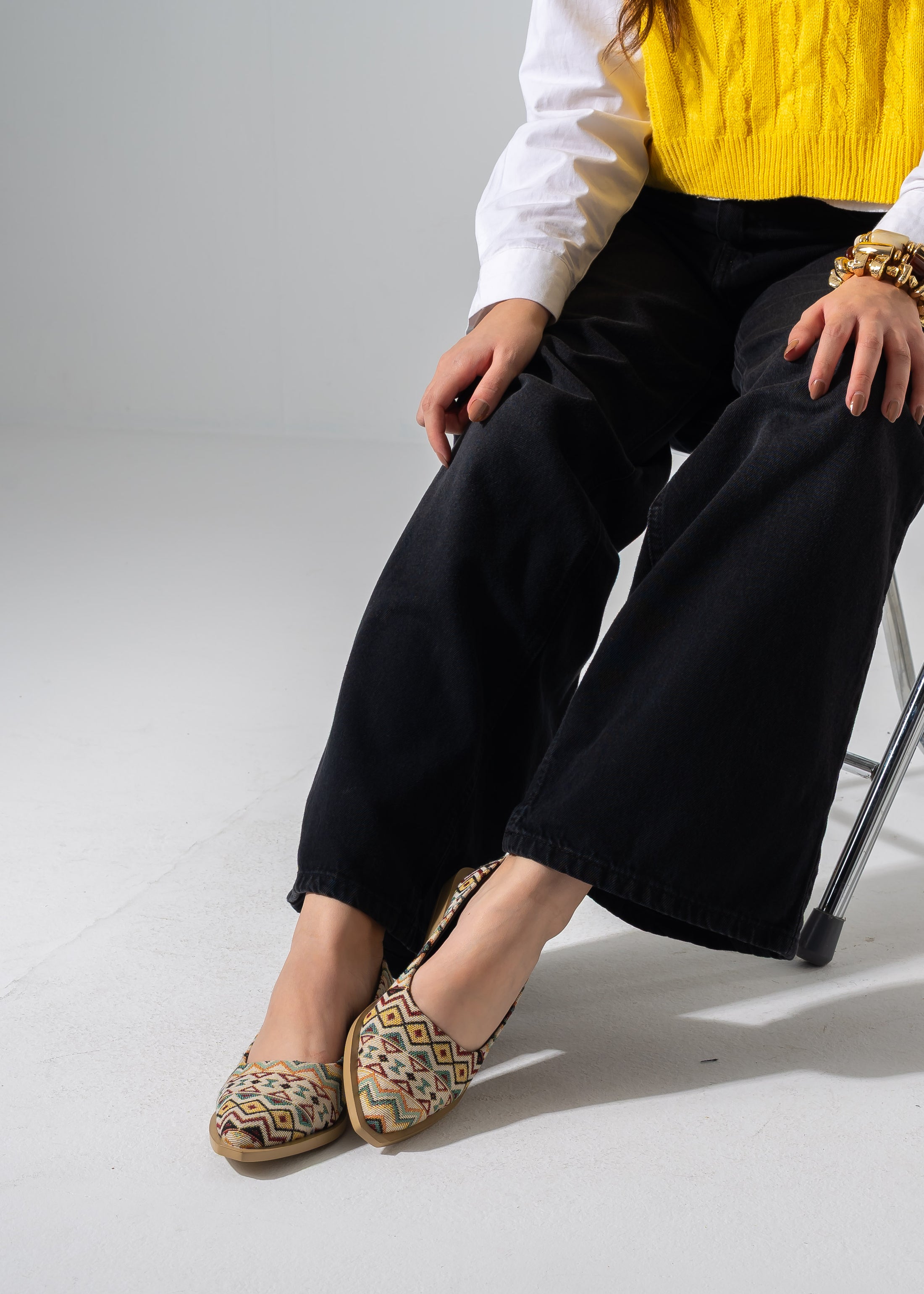 Boho Geometric Flats - BEIGE