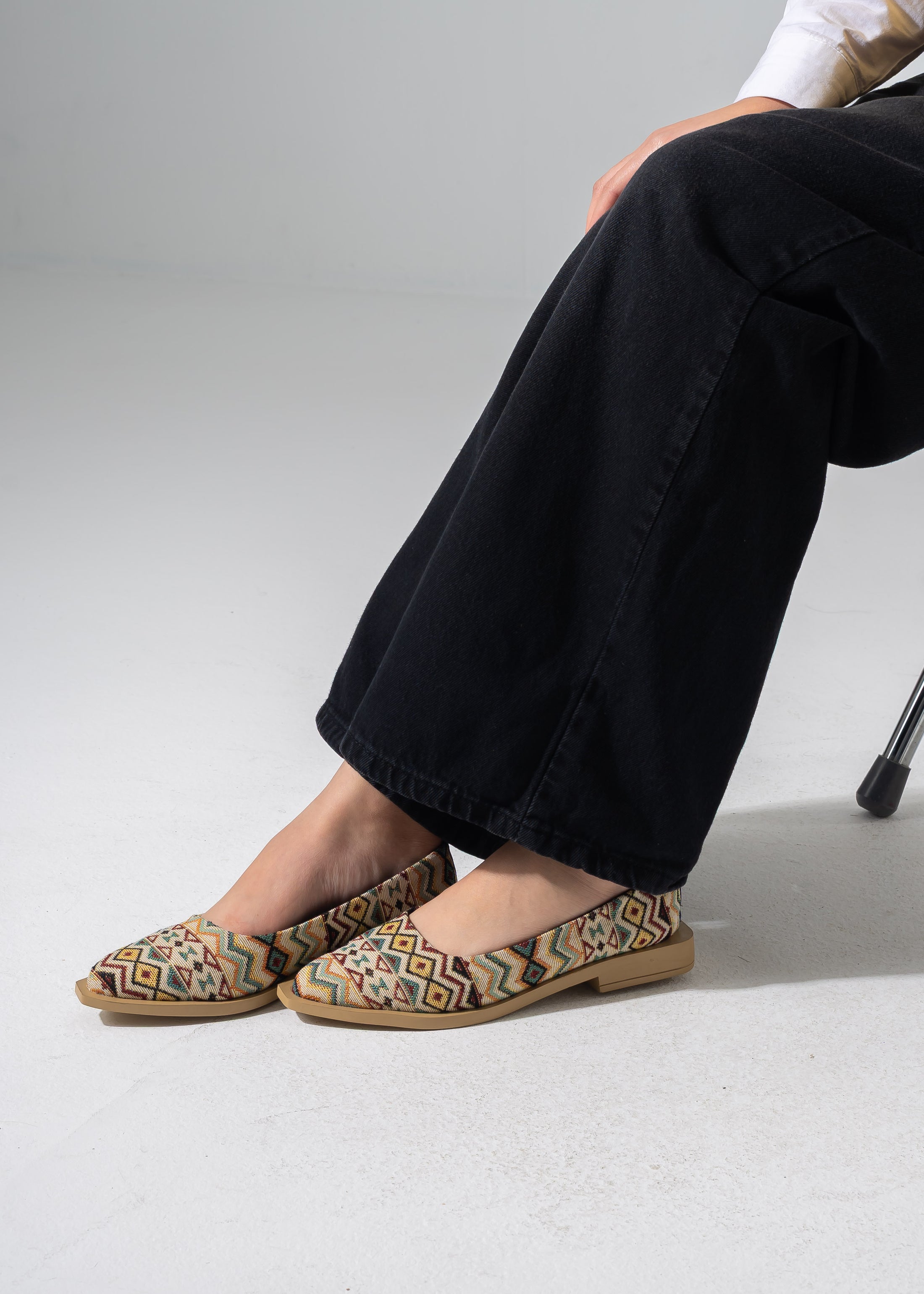 Boho Geometric Flats - BEIGE