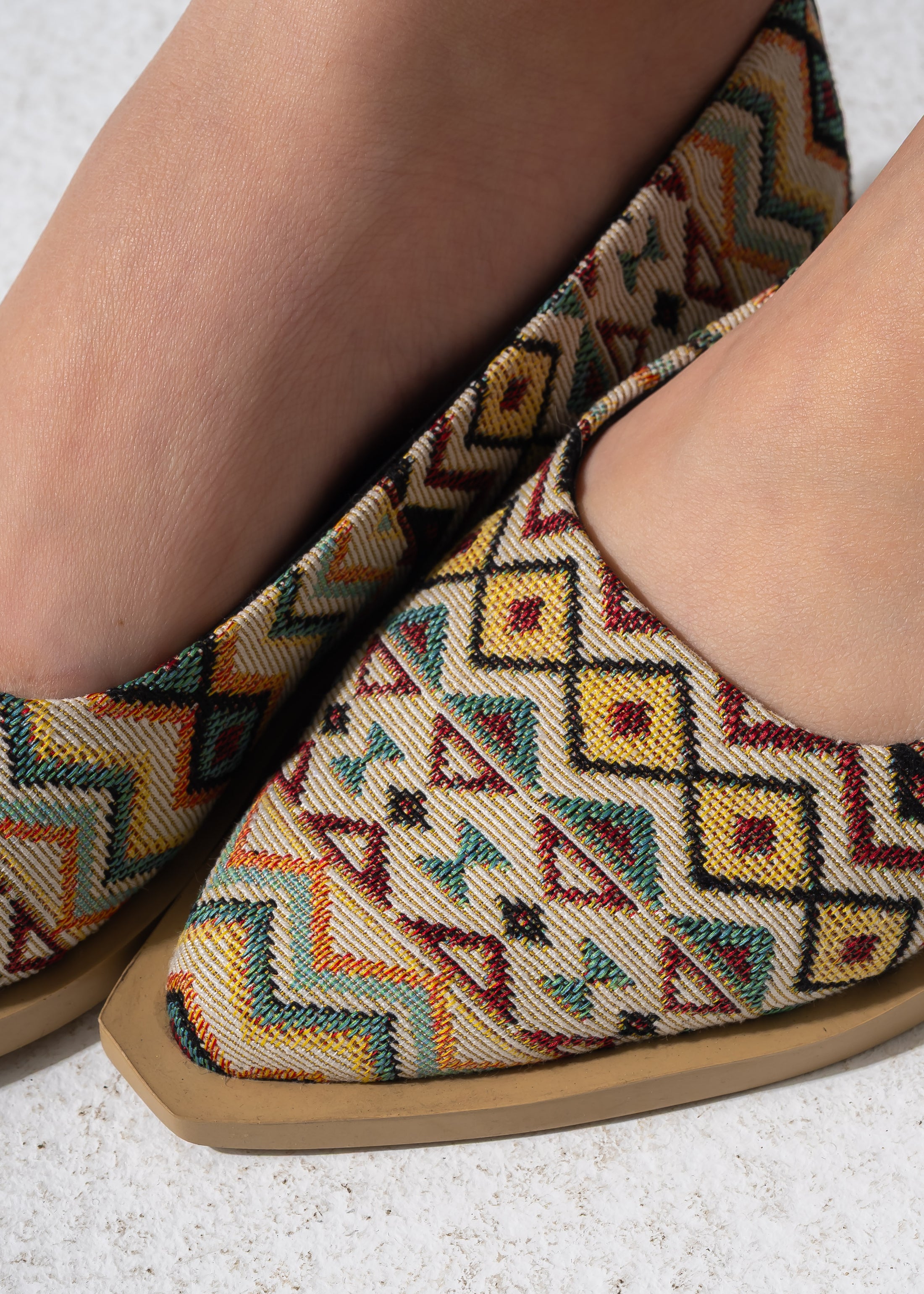 Boho Geometric Flats - BEIGE