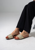 Load image into Gallery viewer, Multi-Strap Ethnic Slides - GREEN
