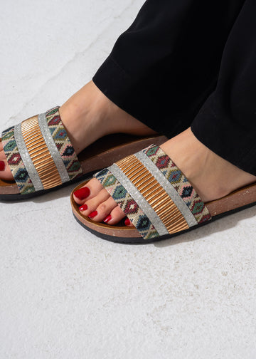 Mixed-Texture Tribal Sliders - ROSE GOLD