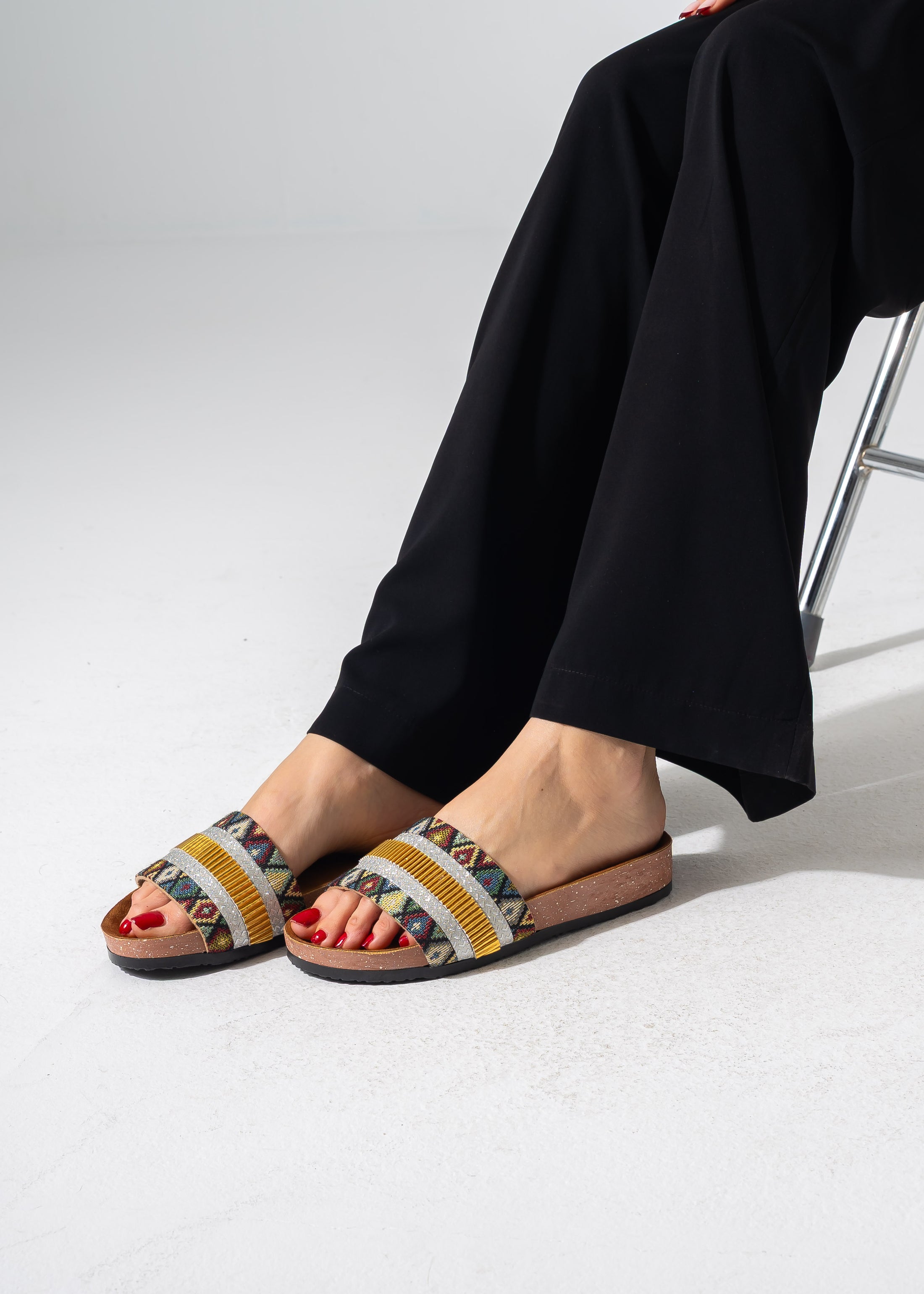Mixed-Texture Tribal Sliders - GOLD