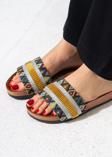 Mixed-Texture Tribal Sliders - GOLD