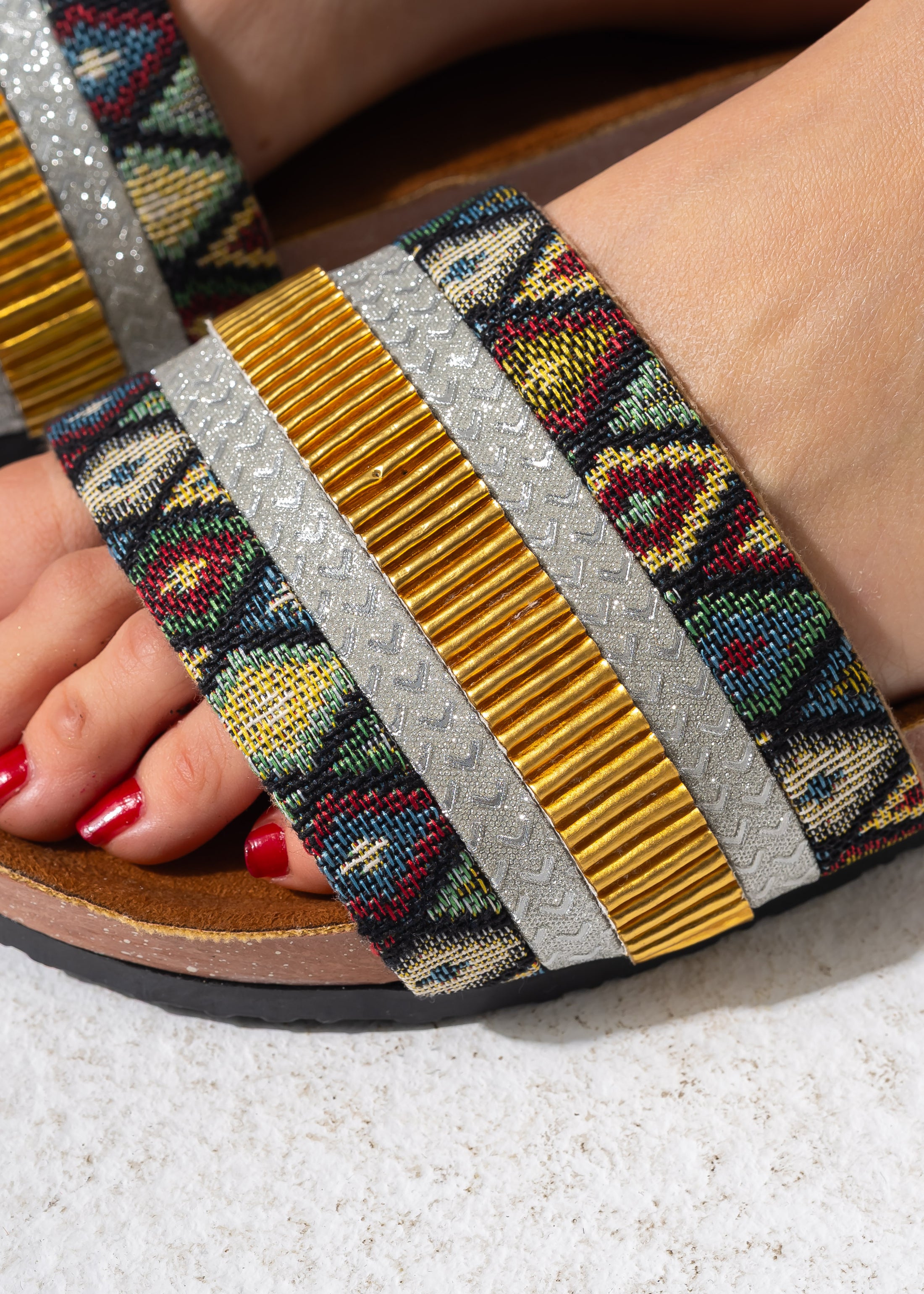 Mixed-Texture Tribal Sliders - GOLD