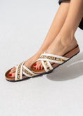 Load image into Gallery viewer, Metallic Ribbed Slides - WHITE
