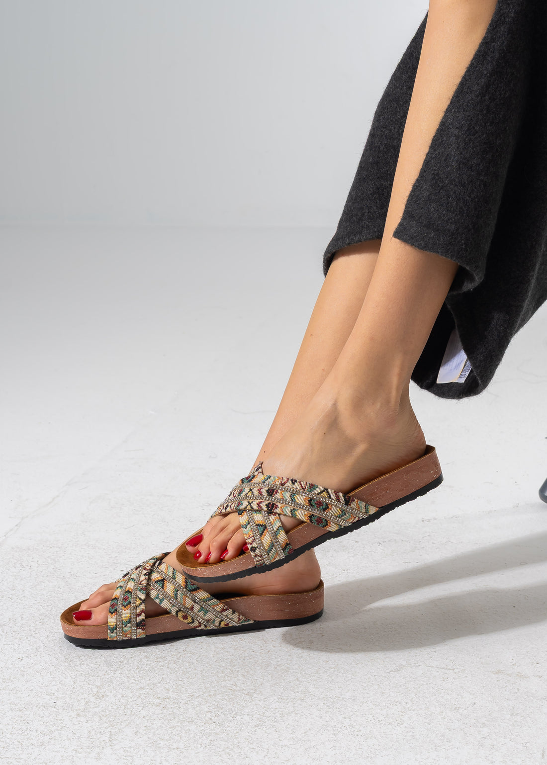 Crystal Boho Slipper - BEIGE