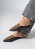 Load image into Gallery viewer, Pointed-Toe Herringbone Weave Mules - BROWN
