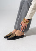 Load image into Gallery viewer, Pointed-Toe Herringbone Weave Mules - BLACK
