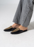 Load image into Gallery viewer, Pointed-Toe Herringbone Weave Mules - BLACK

