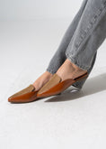 Load image into Gallery viewer, Pointed-Toe Herringbone Weave Mules - CAMEL
