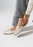 Load image into Gallery viewer, Pointed-Toe Herringbone Weave Mules - WHITE
