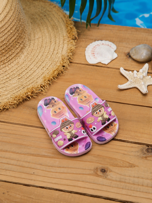Kids Labubu Cartoon Slide - pink