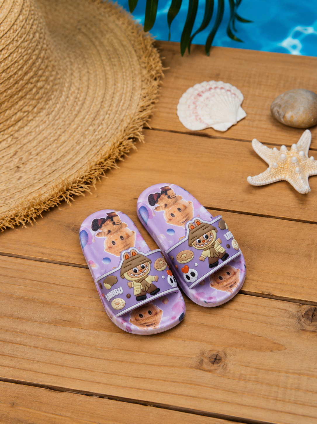 Kids Labubu Cartoon Slide - purple