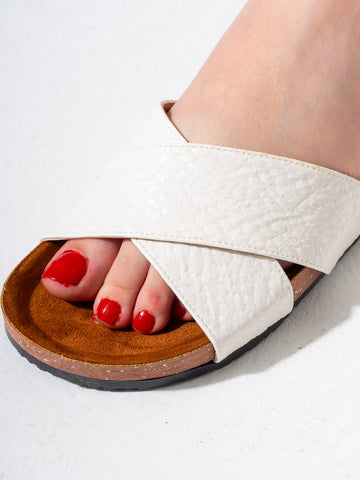 Embossed Cross Slides - WHITE