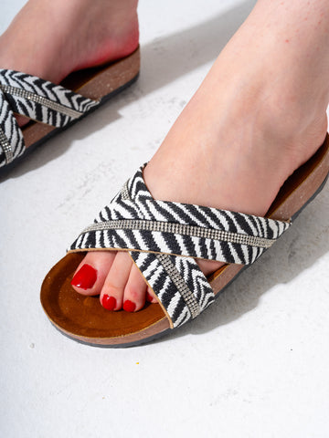 Embossed Exotic-Print Cross-Strap - BLACK