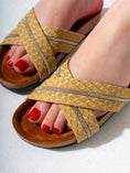 Load image into Gallery viewer, Rhinestone Woven Slides - YELLOW
