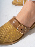 Load image into Gallery viewer, Honeycomb Textured Buckle Mules-CAFE
