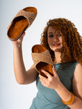 Load image into Gallery viewer, Artisan Raffia-Style Slides - CAFE
