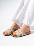 Load image into Gallery viewer, Metallic Animal Print Cross-Strap - BEIGE
