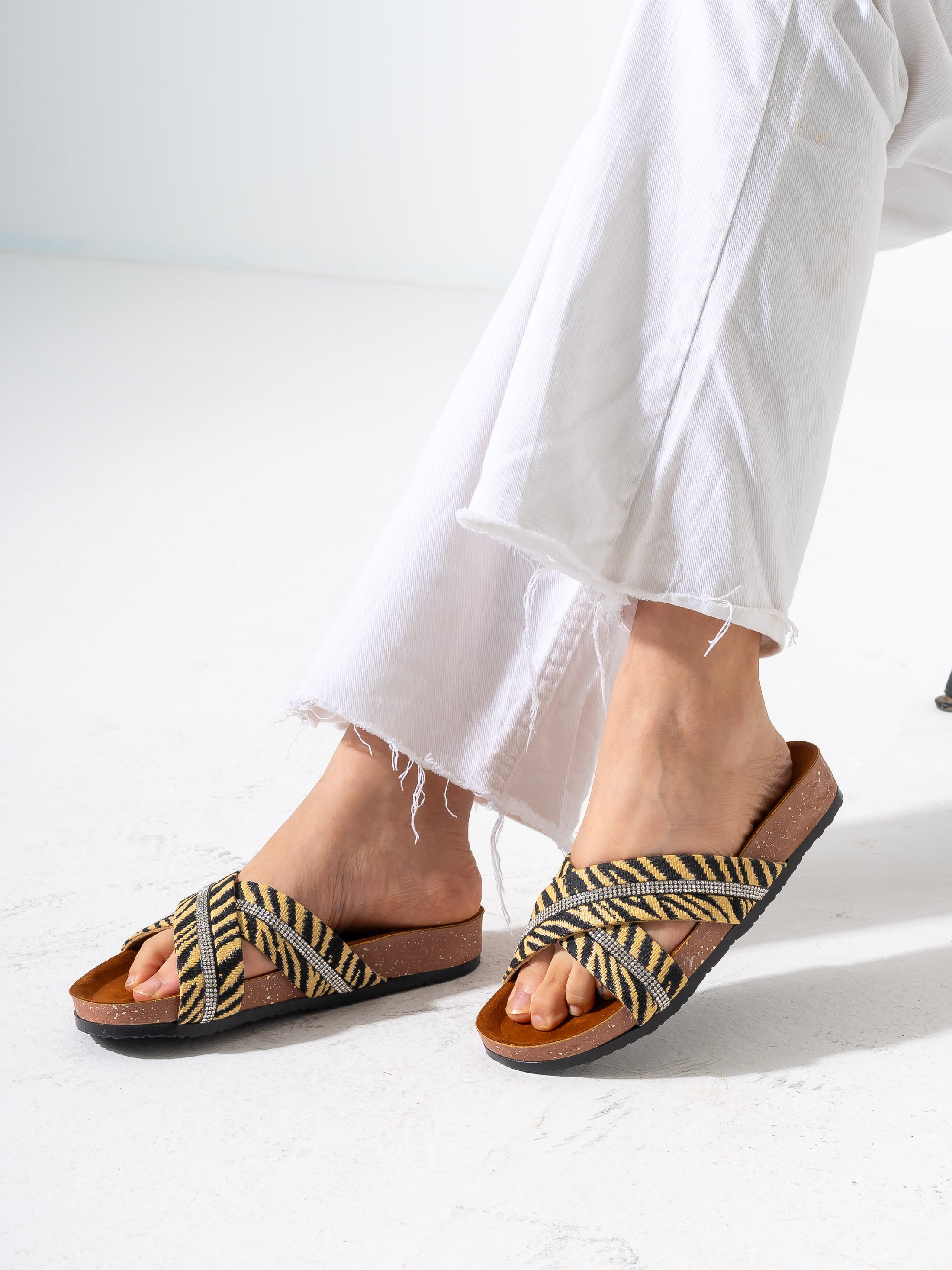 Embossed Exotic-Print Cross-Strap - YELLOW
