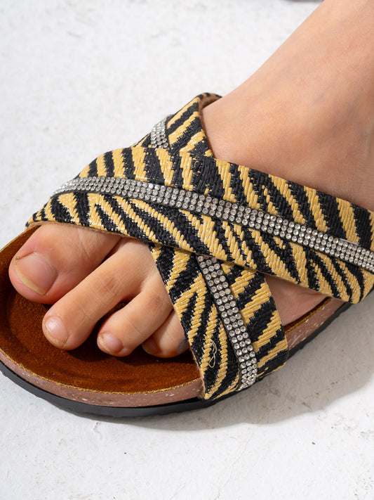 Embossed Exotic-Print Cross-Strap - YELLOW