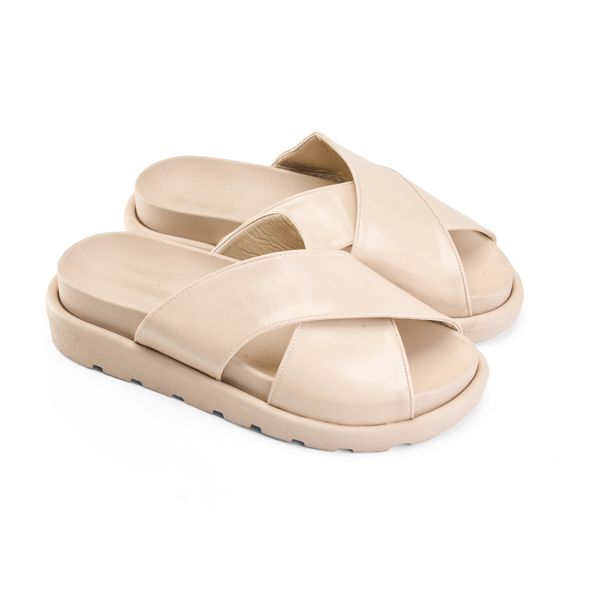 Crisscross Slide Slipper -beige