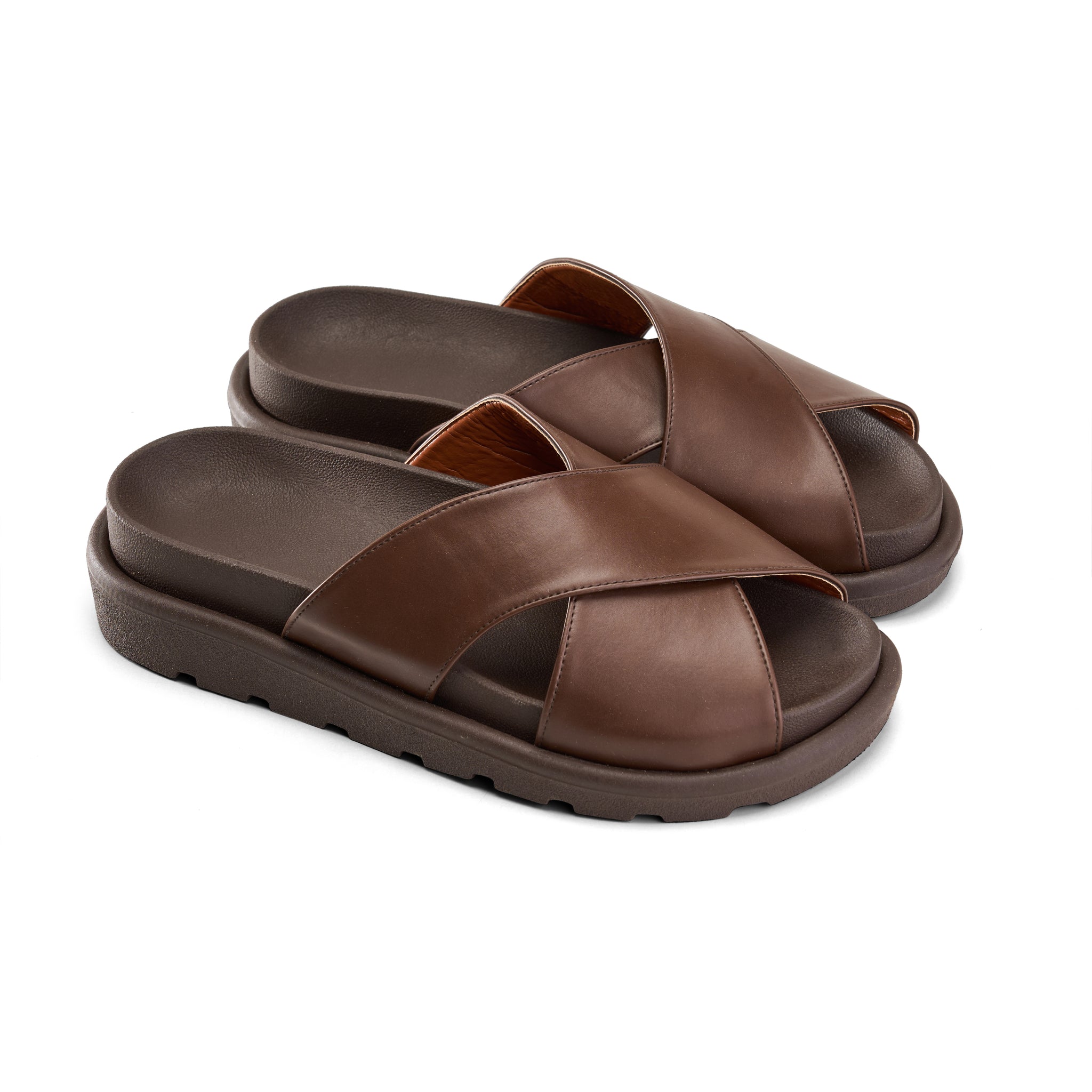 Crisscross Slide Slipper -brown