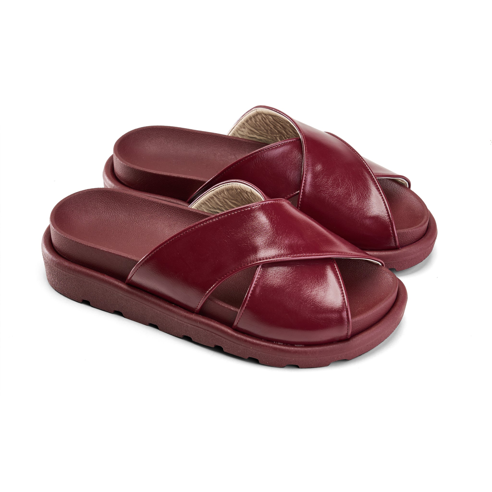 Crisscross Slide Slipper -marron