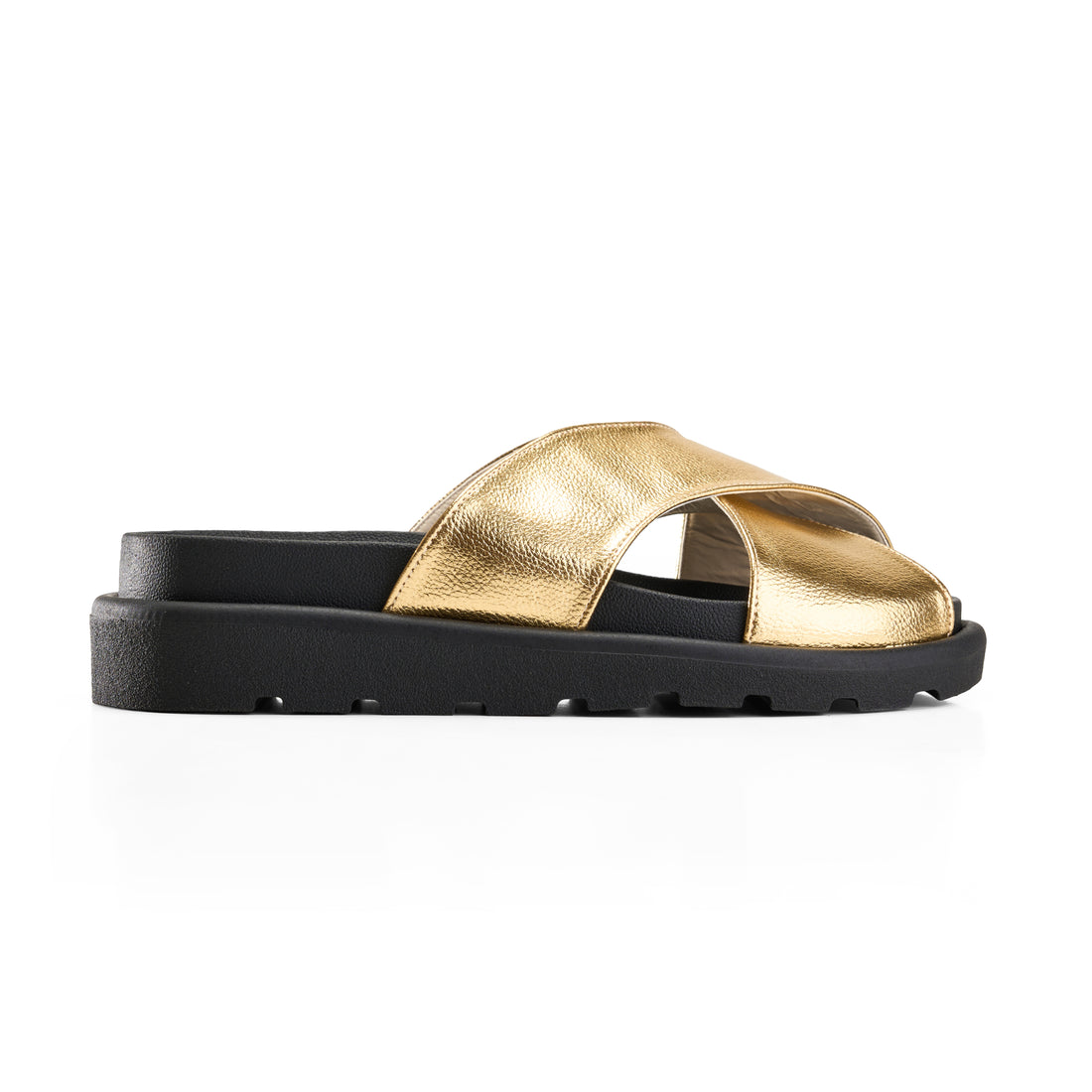 Crisscross Slide Slipper -gold