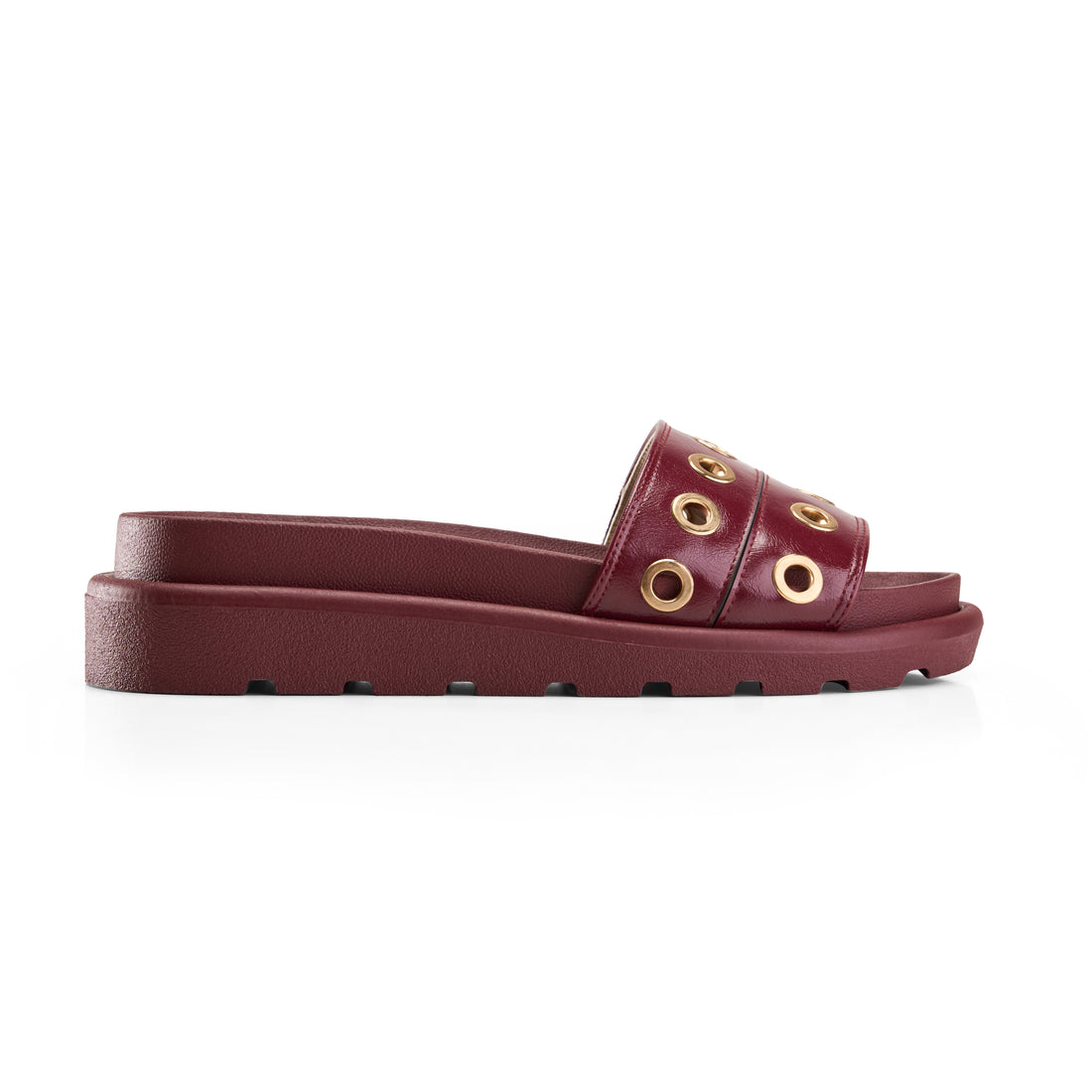 Grommet Detail Double Strap Slipper -marron