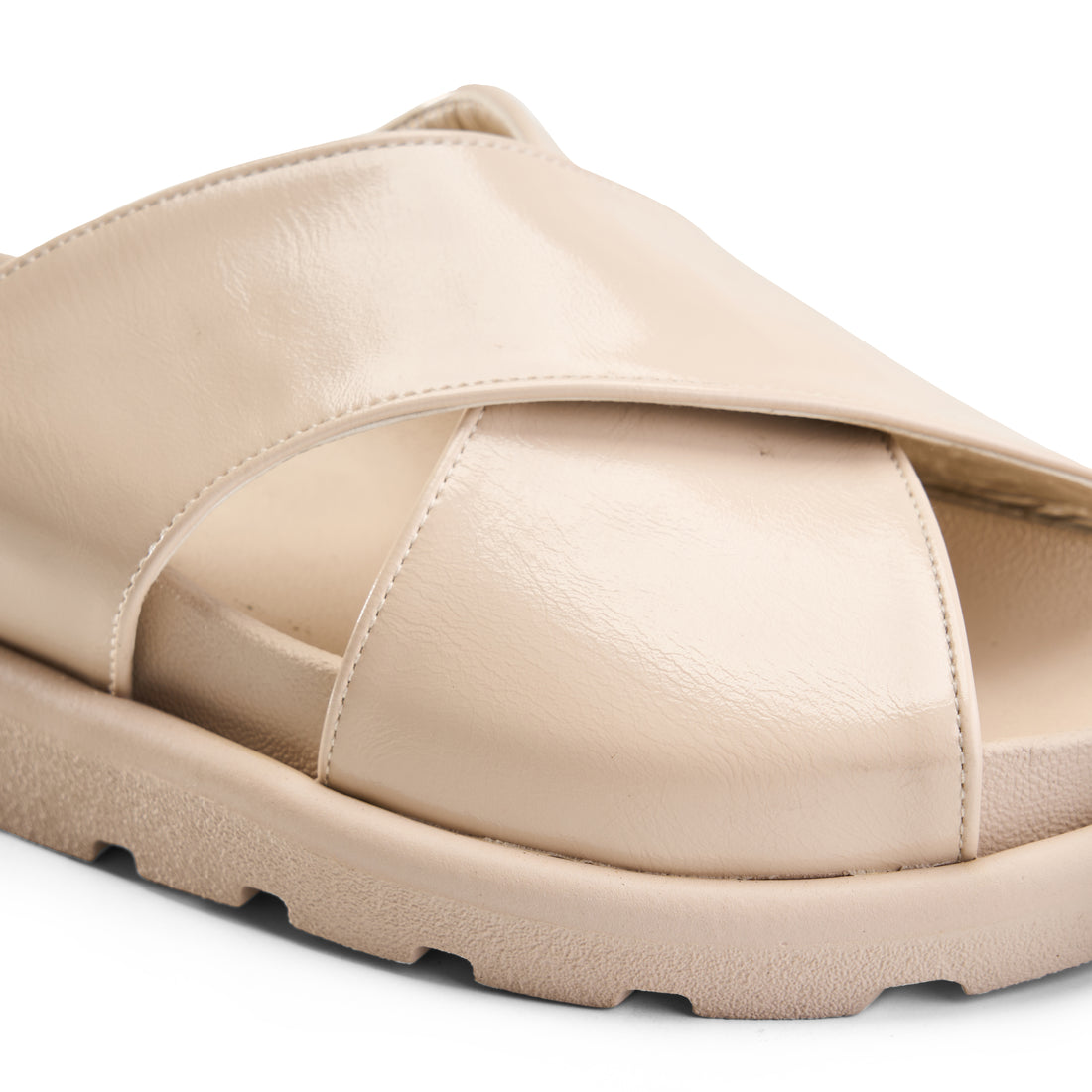 Crisscross Slide Slipper -beige