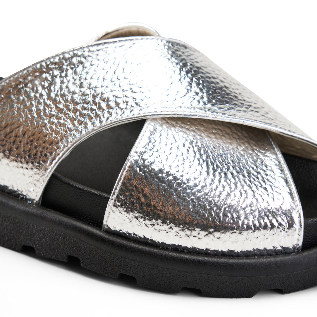 Crisscross Slide Slipper - silver