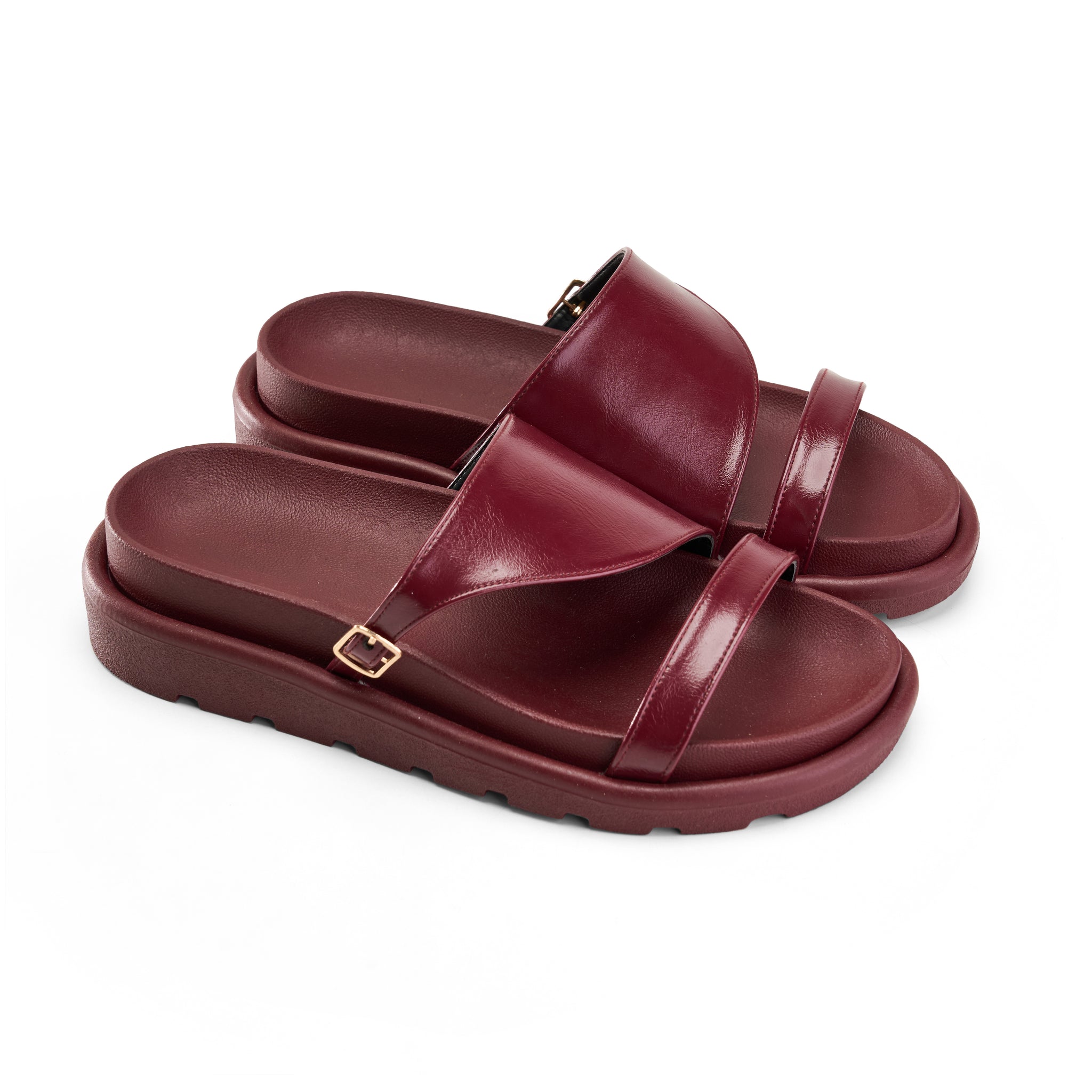 Double Strap Platform Slipper - Marron