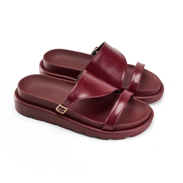 Double Strap Platform Slipper - Marron