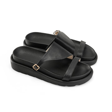Double Strap Platform Slipper - black