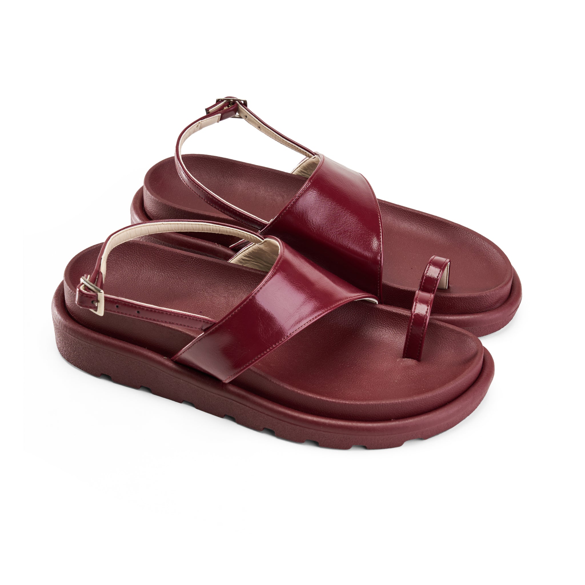 Toe-Loop Ankle Strap Sandals - Marron