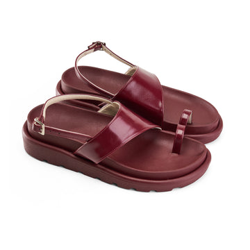 Toe-Loop Ankle Strap Sandals - Marron
