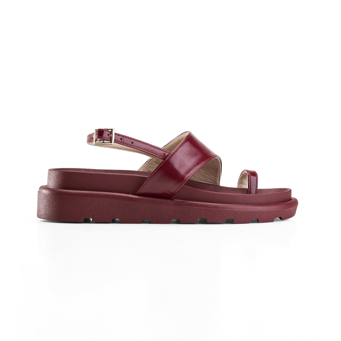 Toe-Loop Ankle Strap Sandals - Marron