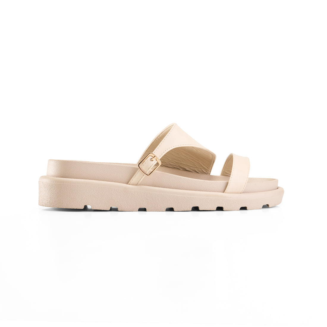 Double Strap Platform Slipper - beige