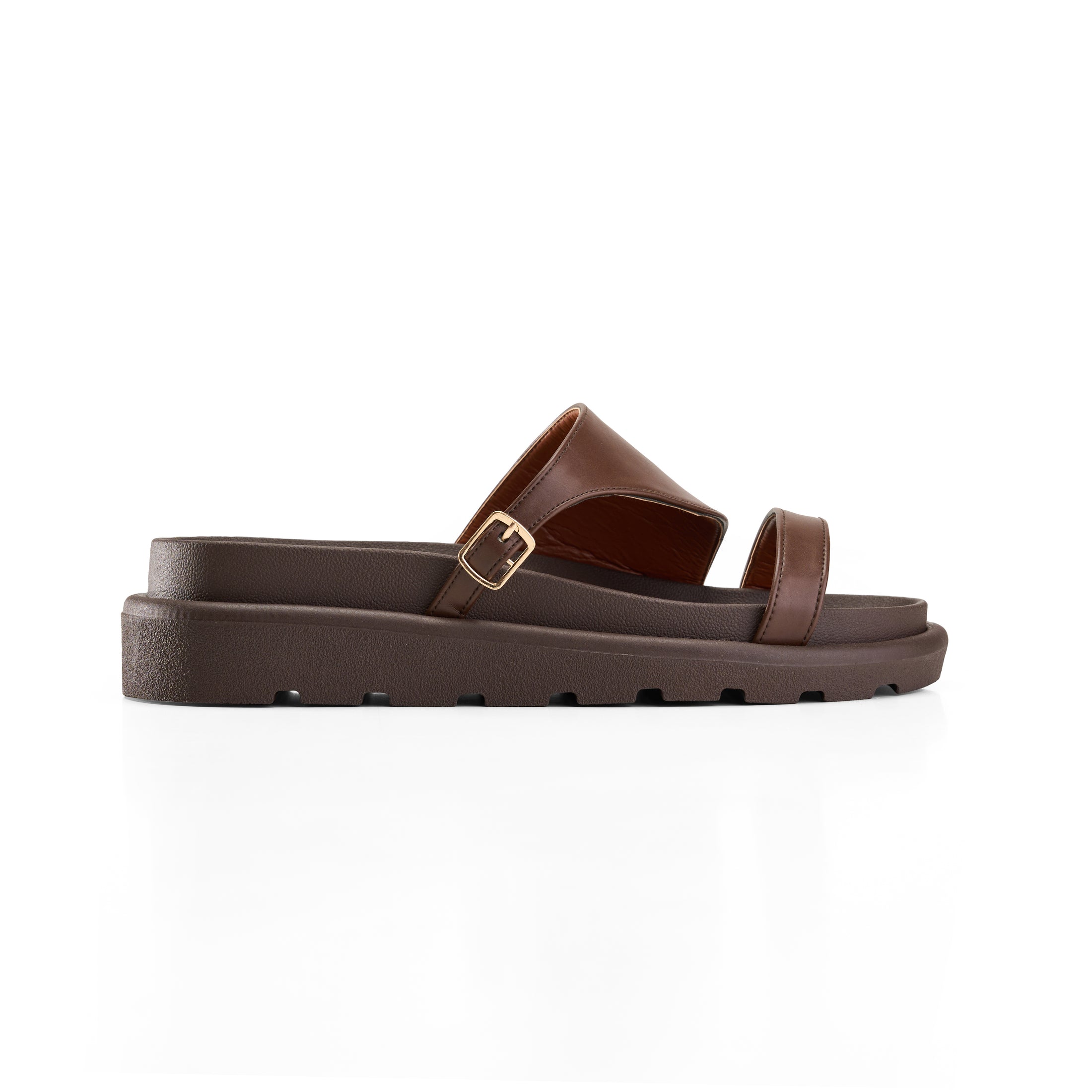 Double Strap Platform Slipper - brown