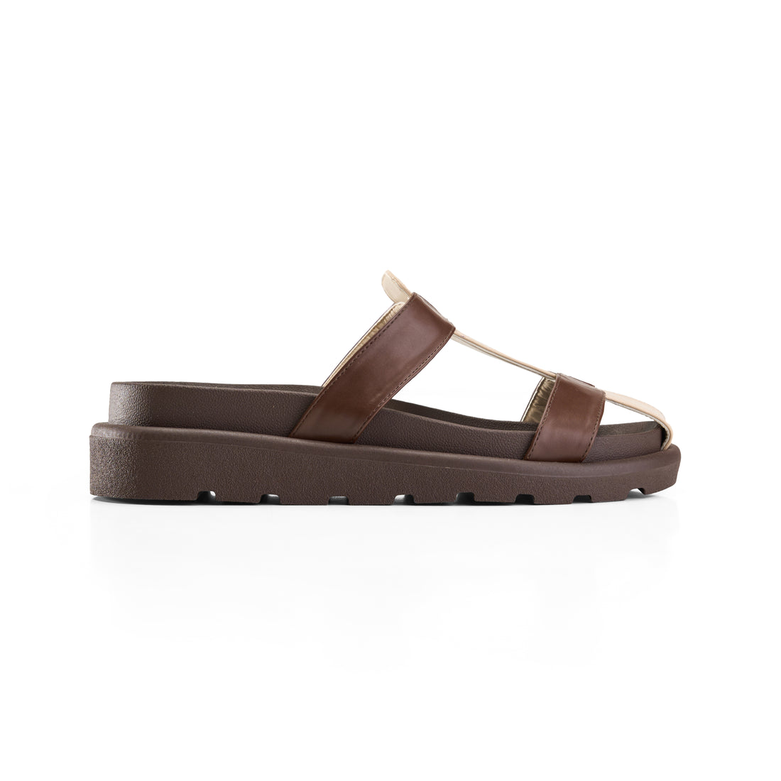 Multicolor Double Strap Slipper - brown