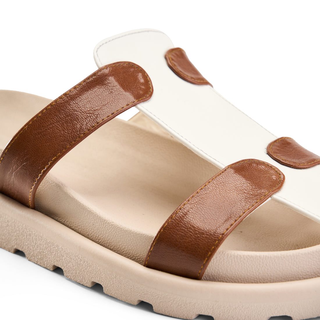 Multicolor Double Strap Slipper -white