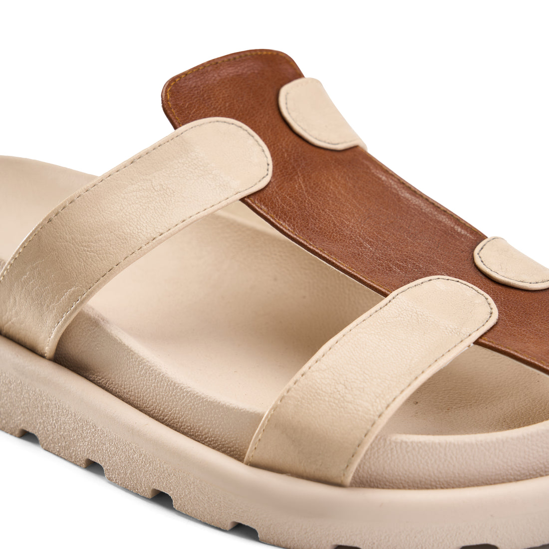 Multicolor Double Strap Slipper -camel