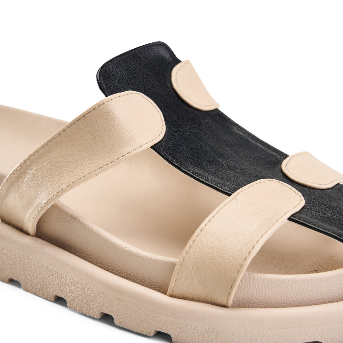 Multicolor Double Strap Slipper -beige