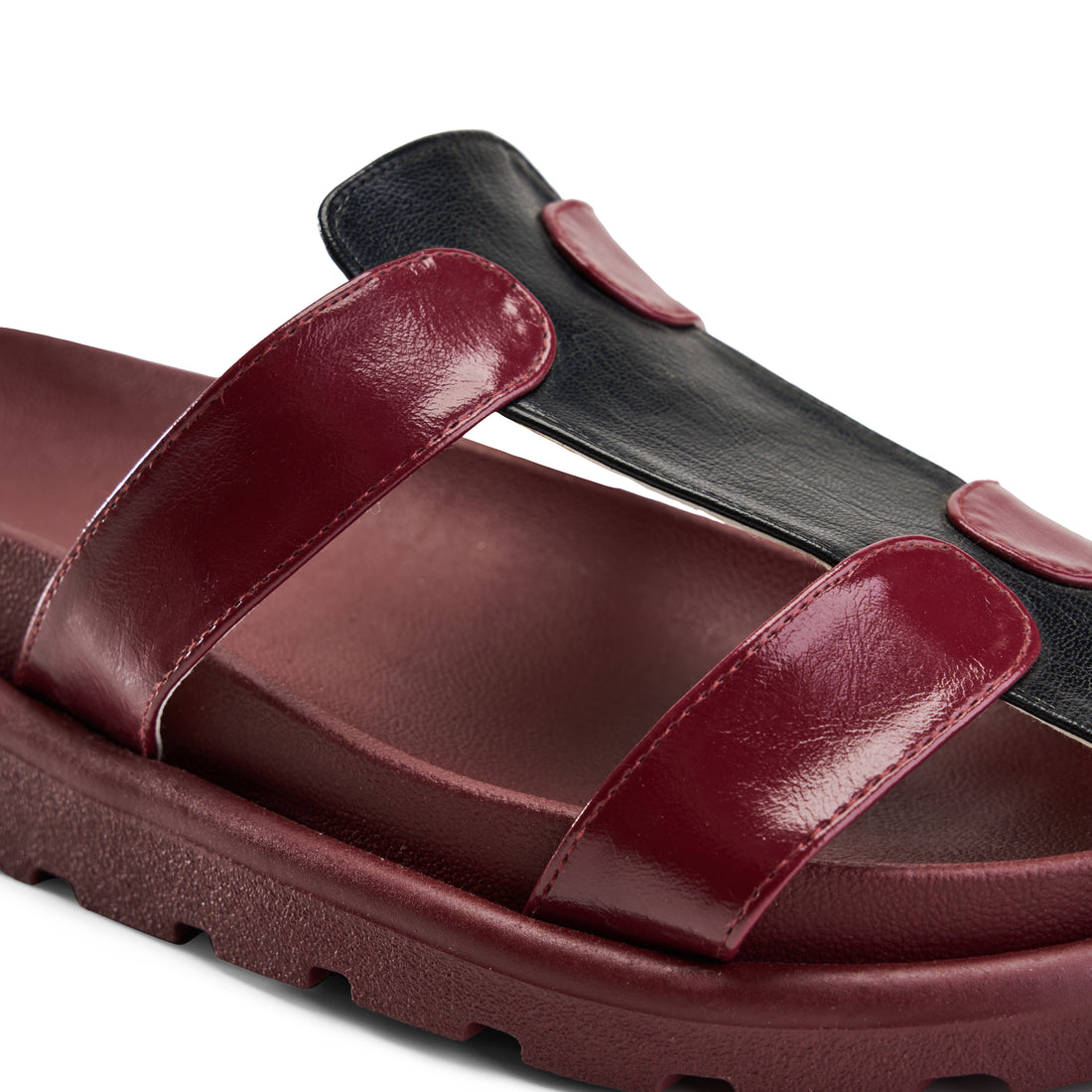 Multicolor Double Strap Slipper -marron