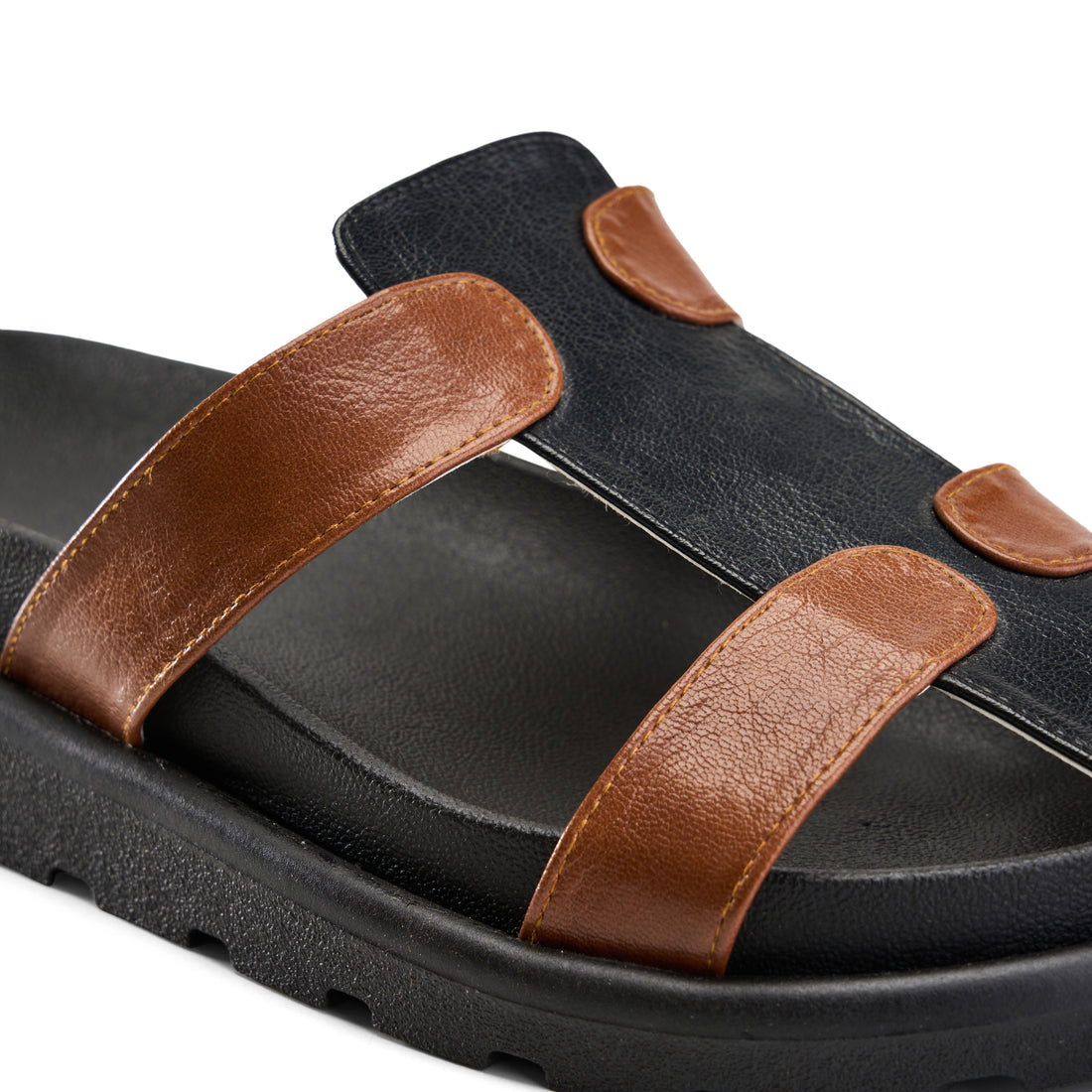 Multicolor Double Strap Slipper -black