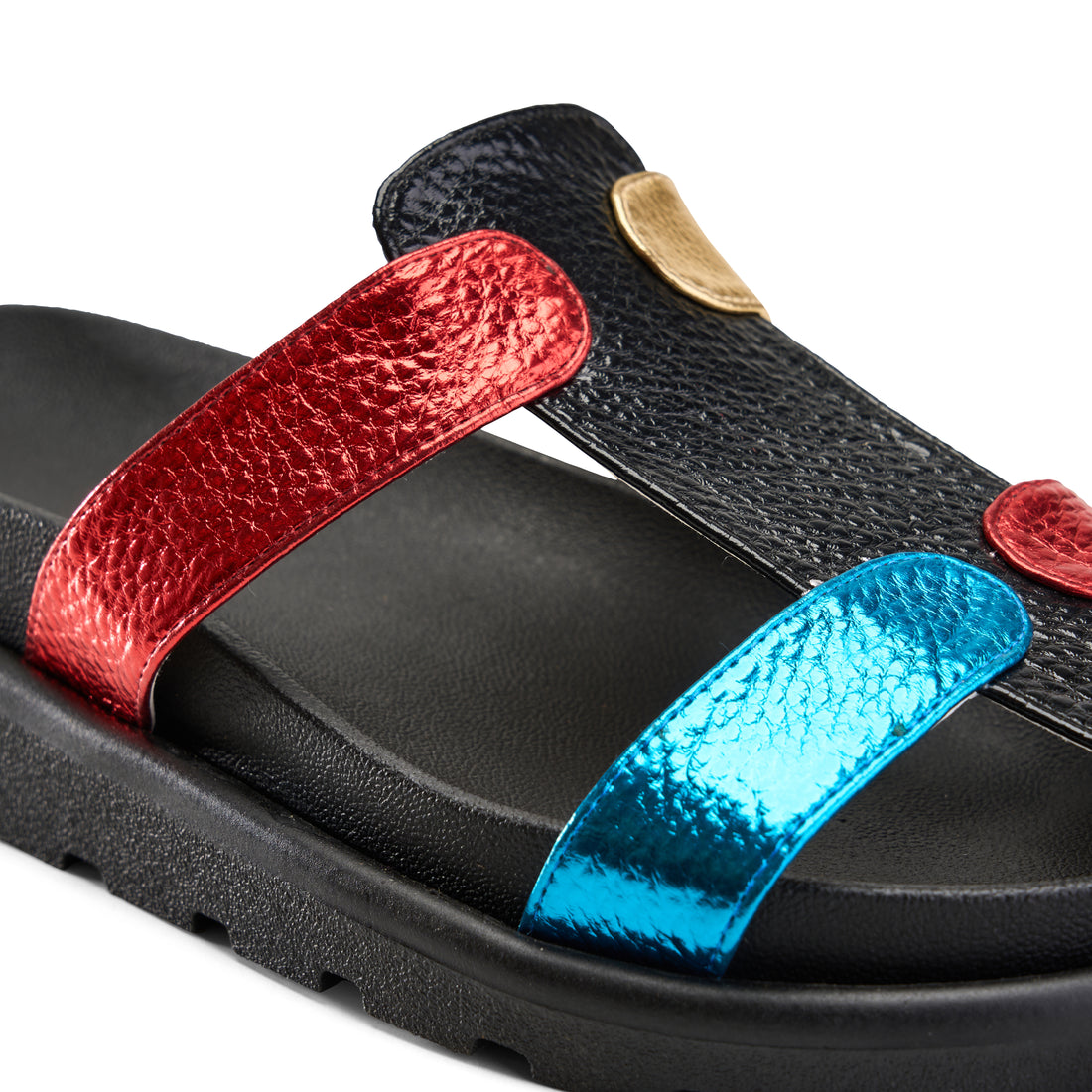 Multicolor Double Strap Slipper -blue