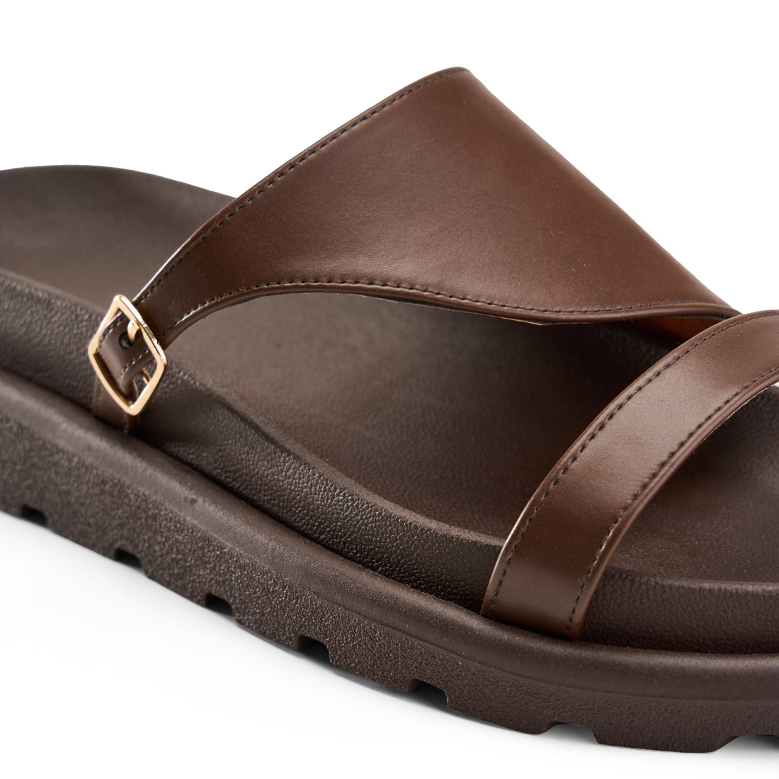 Double Strap Platform Slipper - brown