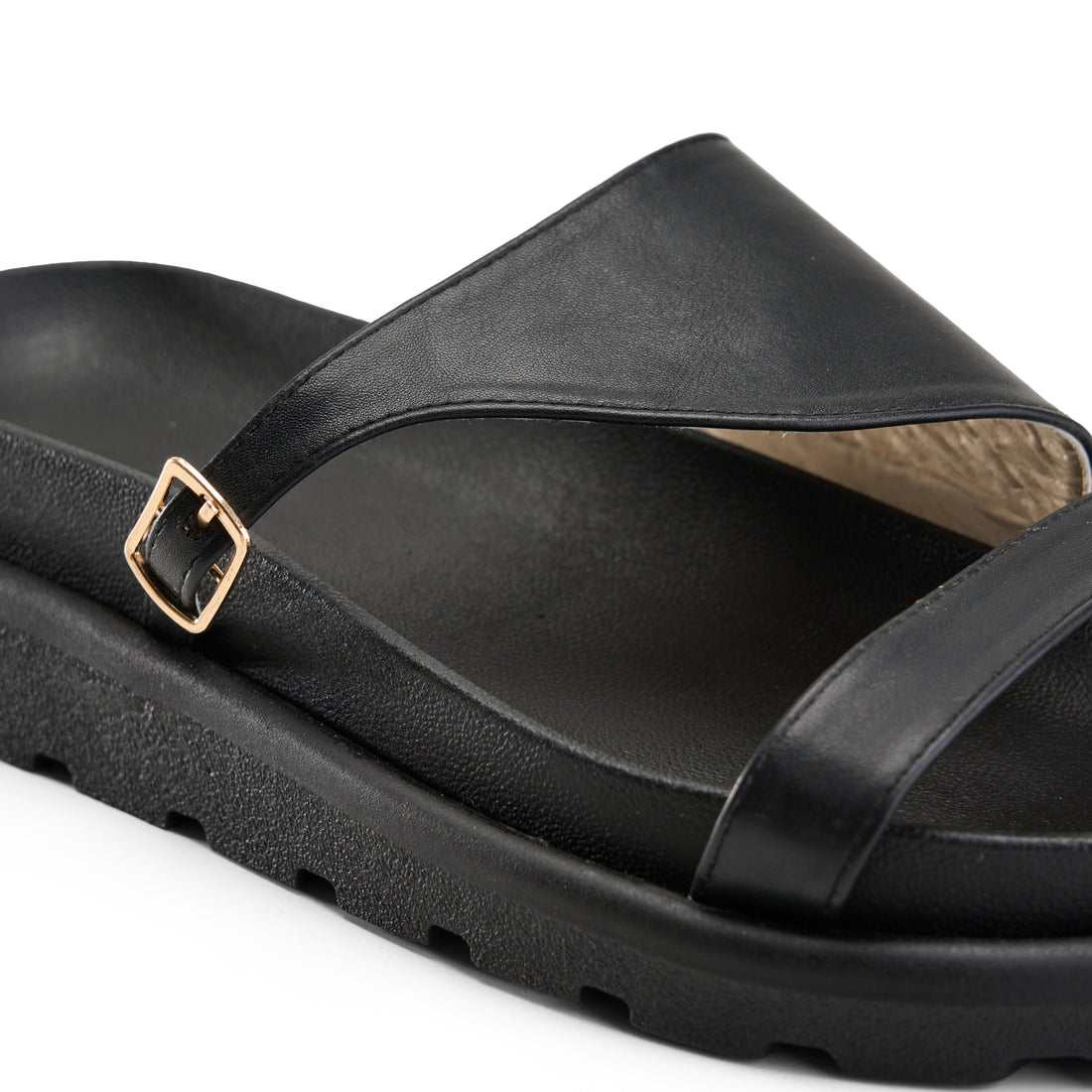 Double Strap Platform Slipper - black